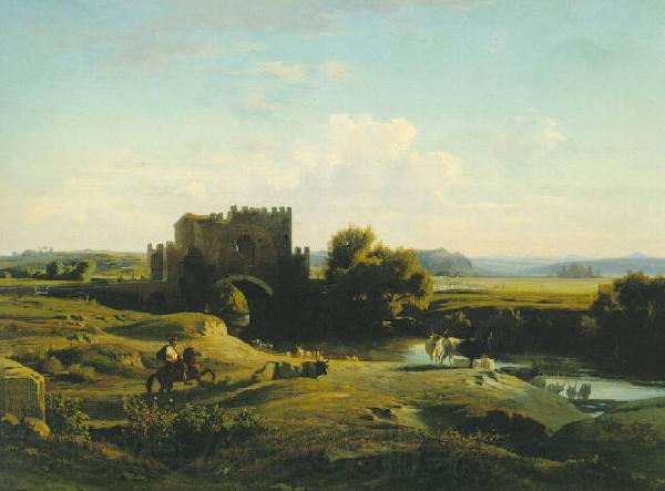 Jean-Achille Benouville View of the Ponte Nomentano in the Roman Campagna France oil painting art